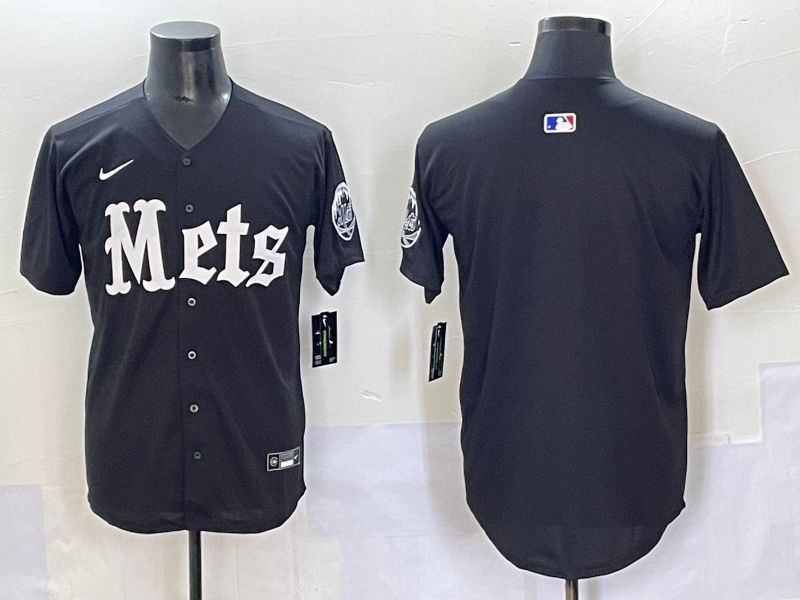 Men 2025 New York Mets Blank Black Five generations Joint Name Nike MLB Jersey style 1
